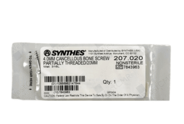 DePuy Synthes 207.020 – 4.0mm Cancellous Bone Screw, Partially Threaded, 20mm