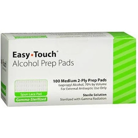 EasyTouch® Alcohol Prep Pads, Sterilized Spun Lace, 70% Isopropyl, Medium 2-Ply – 100 pads/box, 5000/case