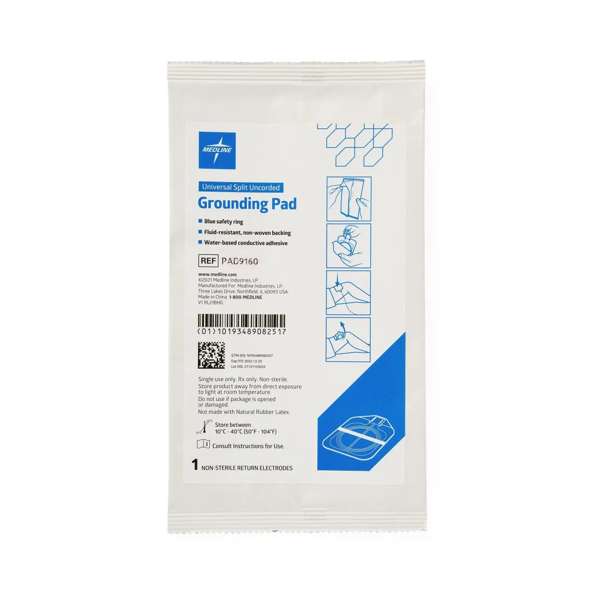 medline-pad9165-grounding-pad-split-9-cord MEDLINE PAD9165 Grounding Pad Split 9’ Cord