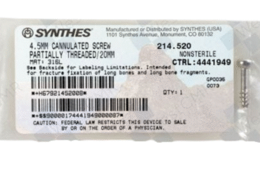 DEPUY 214.520 CANNULATED SCREW 4.5MM PARTIAL THREAD 20MM