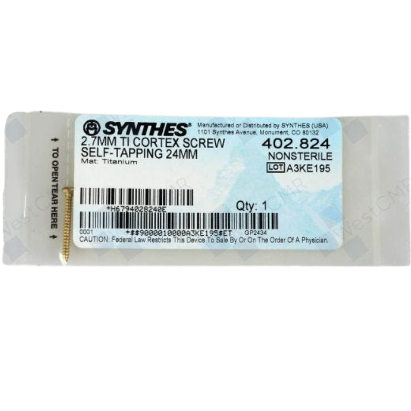 DEPUY 402.824 TI CORTEX SCREW 2.7MM SELF-TAPPING 24MM DEPUY 402.824 TI CORTEX SCREW 2.7MM SELF-TAPPING 24MM