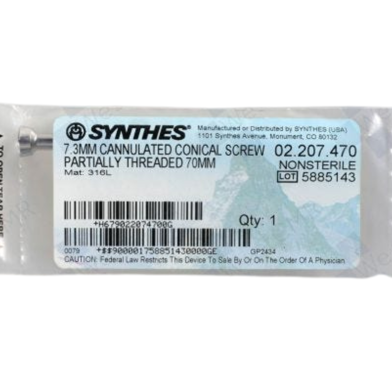 DEPUY 02.207.470 CONICAL SCREW 7.3MM 70MM PARTIALLY THRD DEPUY 02.207.470 CONICAL SCREW 7.3MM 70MM PARTIALLY THRD