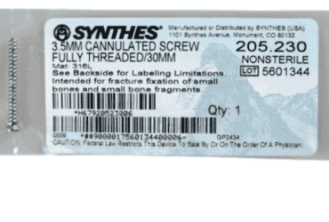 DEPUY SYNTHES 205.230 3.5MM SCREW FULLY THREADED 30MM