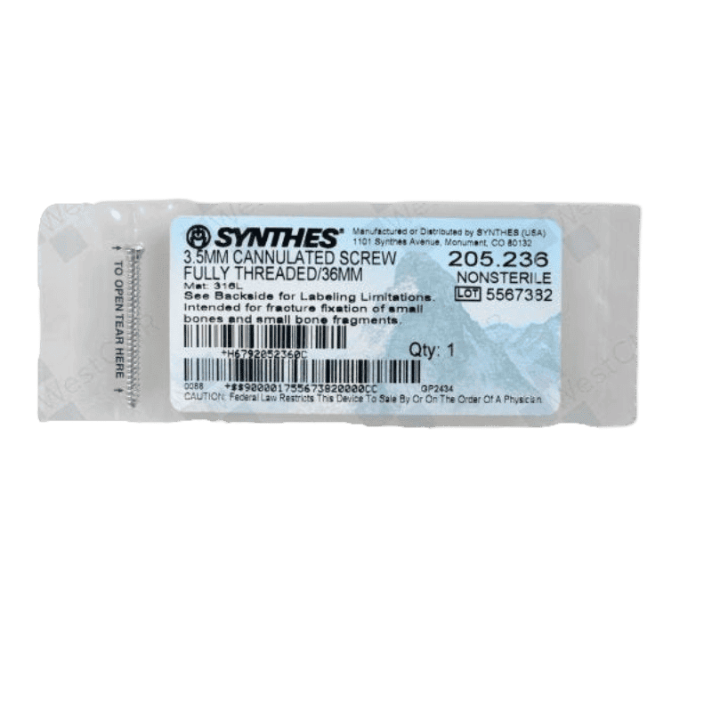 DEPUY 205.236 CANNULATED SCREW 3.5MM 36MM DEPUY 205.236 CANNULATED SCREW 3.5MM 36MM