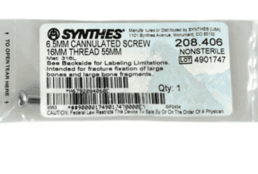 DEPUY SYNTHES 208.406 6.5MM SCREW 55MM THREAD