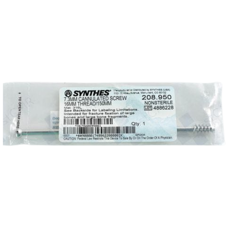 DEPUY SYNTHES 208.950 16MM THREADED CANNULATED SCREW 150MM DEPUY SYNTHES 208.950 16MM THREADED CANNULATED SCREW 150MM