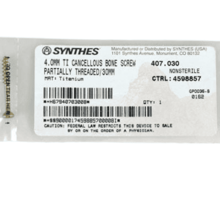 DEPUY SYNTHES 407.030 4.0MM TI CANCELL. SCREW 30MM