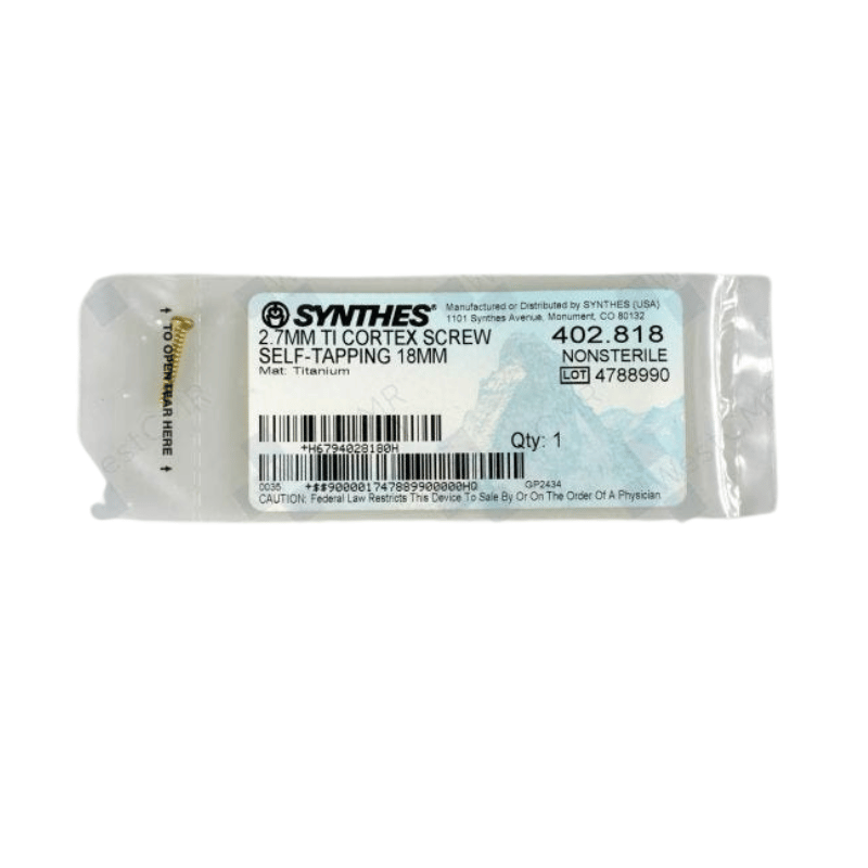 DEPUY SYNTHES 402.818 2.7MM TI CORTEX SCREW SELF-TAP 18MM DEPUY SYNTHES 402.818 2.7MM TI CORTEX SCREW SELF-TAP 18MM