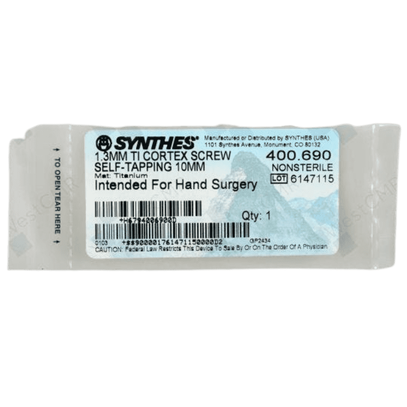 DEPUY 400.690 TI CORTEX SCREW 1.3MM 10MM DEPUY 400.690 TI CORTEX SCREW 1.3MM 10MM