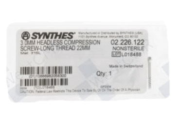 DEPUY SYNTHES 02.226.122 3.0MM HEADLESS SCREW 22MM
