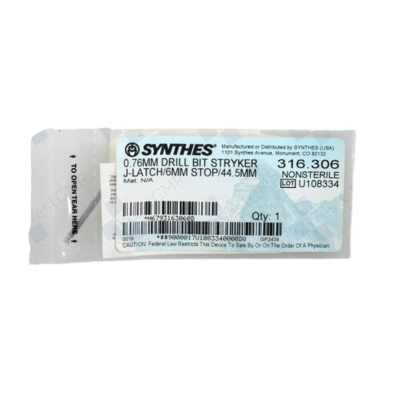 DEPUY SYNTHES 316.306 0.76MM DRILL BIT J-LATCH 6MM DEPUY SYNTHES 316.306 0.76MM DRILL BIT J-LATCH 6MM
