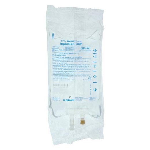 B. Braun L5101 Dextrose Water 5% IV Fluid Flexible Bag 500 mL CS/24