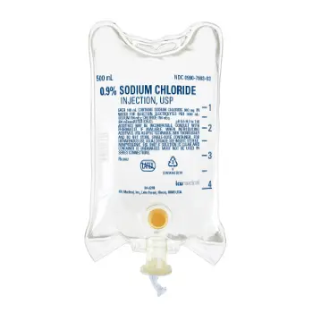 ICU Medical 798303 - 0.9% Sodium Chloride Injection, USP, 500 mL IV Bag, 24/Case – NDC 0990-7983-03