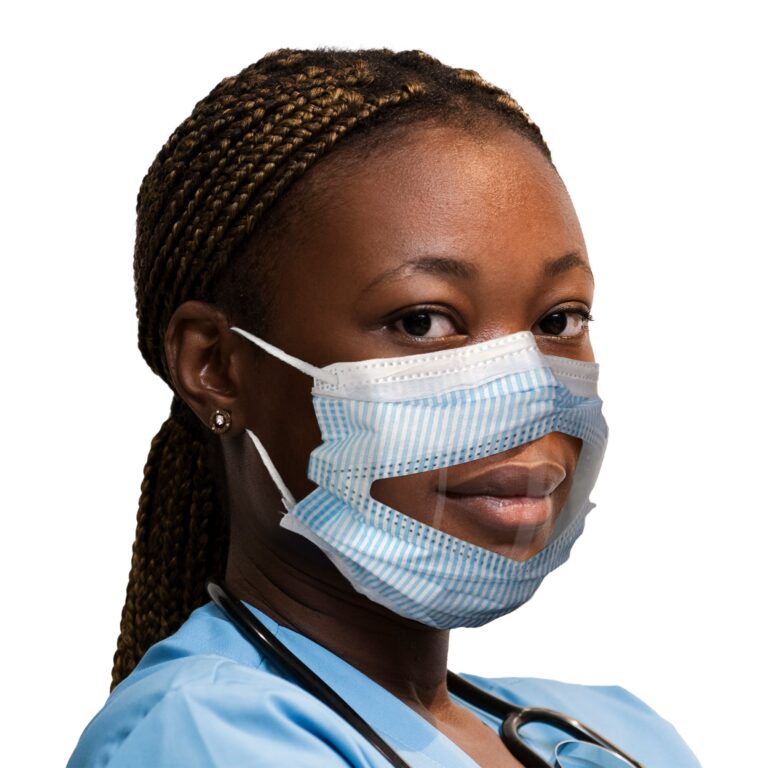 ProGear, Clear-View See-Through Window Mask, ASTM Level 1, Earloop, Striped (USA) (100/Case)