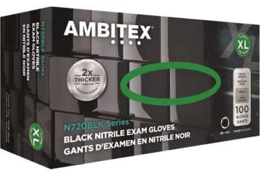 Ambitex NXL720BLK Exam Grade 6 Mil Black Nitrile Gloves Extra Large Gloves, Case Of 10