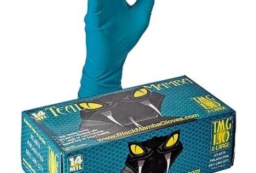 Teal Mamba TMG110 14 Mil Latex Disposable Gloves Medium 50 per Box