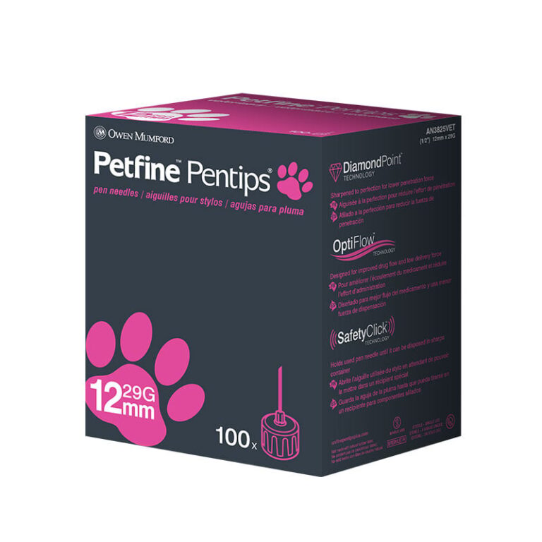 Owen Mumford PetFine Pentips 12mm x 29G Pen Needles – Sharp and Comfortable for Pets, 100 Count per Box (24 Boxes per Case)