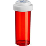 Ovals and Vials 08496-3005-21 ColorSafe 30 dram Red Vial with Reversible Cap RC