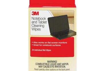 3M Notebook Screen Cleaning Wet Wipes – Reliable and Streak-Free Cleaning, 7 in x 4 in, White, 24 per Pack