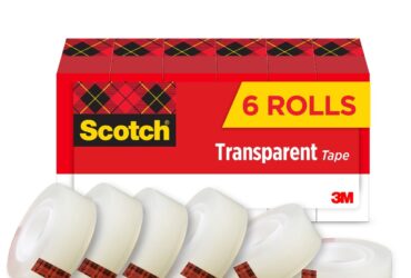 3M Scotch Transparent Tape – Reliable and Strong Adhesive, 3/4 in x 1296 in, Clear