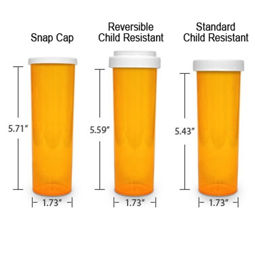 Ovals and Vials 08496-6021-11 ColorSafe 60 dram Amber Vial with Child Resistant Cap CRC