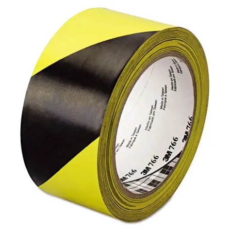 3M 766 Hazard Warning Tape – Highly Visible and Reliable Floor Marking, Black and Yellow, 2 in x 36 yd