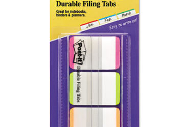 3M Post-it Tabs File Tabs – Bright and Organized, Lined, 1 in x 1.5 in, Assorted Fluorescent Colors