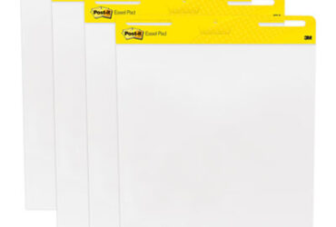 3M Easel Pads – Self-Stick Plain, 25 in x 30 in, White, 30 Sheets per Pad, 4 Pads per Carton