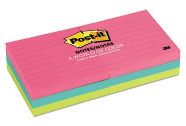 3M Post-it Notes – Organized and Vibrant, Lined, 3 in x 3 in, Cape Town Collection