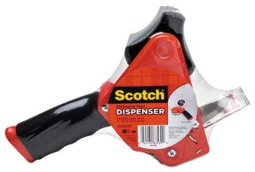 3M Pistol Grip Tape Dispenser – Durable and Efficient Sealing, Retractable Blade, 3 in Core, Red/Black