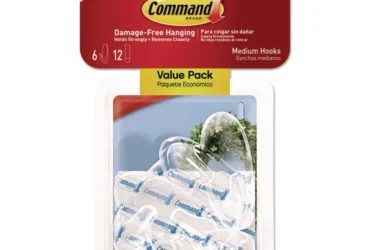 3M Command Clear Hooks and Strips, Plastic, Medium, 6 Hooks and 8 Strips, 8 Strips/Pack