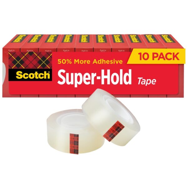 3M Extra Adhesive Tape – Strong and Long-Lasting, 3/4 in x 1000 in, Clear, 10 Rolls per Pack