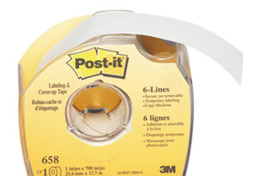 3M Cover Up and Labeling Tape – Reliable and Multi-Line Marking, 1 in x 700 in, White, 6 Lines per Roll