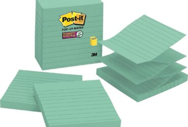 3M Super Sticky Pop-up Notes – Reliable and Bright, Lined, 4 in x 4 in, Aqua