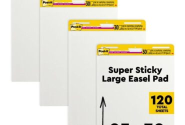 3M Post-it Easel Pads – Super Sticky Self-Stick, 25 in x 30 in, White, 30 Sheets per Pad, 6 Pads per Carton