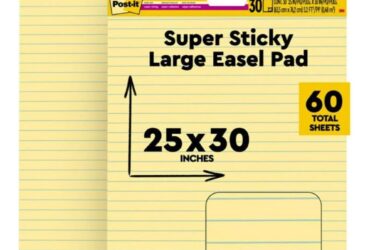 3M Post-it Easel Pads – Super Sticky Self-Stick, 25 in x 30 in, White, 30 Sheets per Pad, 4 Pads per Carton