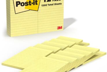 3M Post-it Original Notes Pads – Reliable and Organized, Lined, 4 in x 6 in, Canary Yellow, 100 Sheets per Pad, 12 per Pack