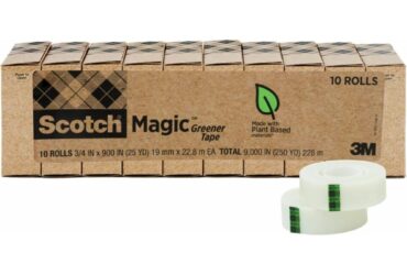 3M Eco-Friendly Tape – Sustainable and Reliable Sealing, 3/4 in x 900 in, 1 in Core, Clear, 10 Rolls per Pack
