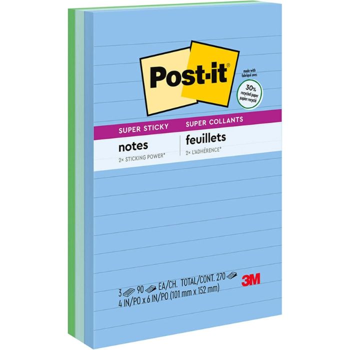 Untitled design - 2025-10-15T205517.952 3M Super Sticky Pads – Bright and Organized, Lined, 4 in x 6 in, Bora Bora Collection,