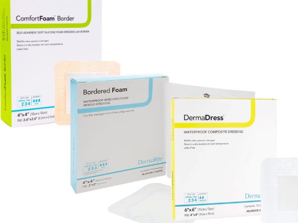Wound care products by DermaRite include various kinds of dressings Wound care products by DermaRite include various kinds of dressings