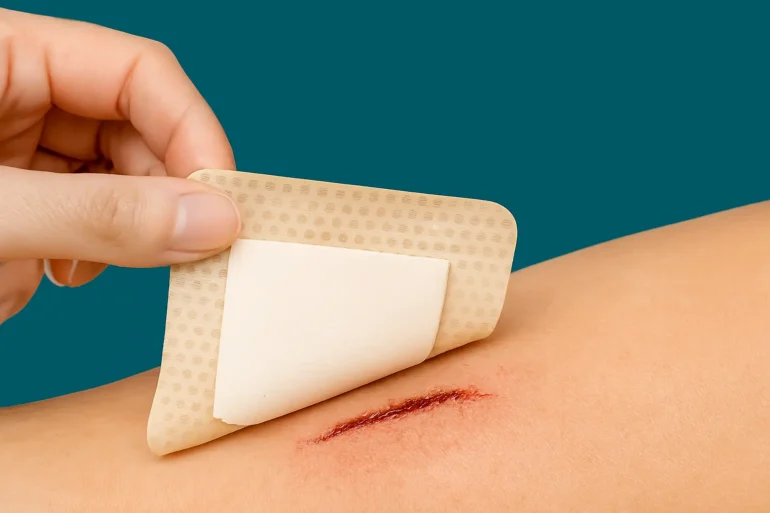 Foam dressings cover the wounds and protect them from environmental damage
