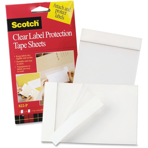 spr_1011445590 3M ScotchPad Label Protection Tape Sheets – Durable and Clear Covering, 4 in x 6 in, Clear, 25 per Pad, 2 Pads per Pack