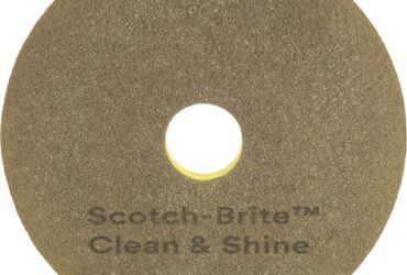 3M Scotch-Brite Clean and Shine Pad – Durable and Polishing Floor Care, 20 in Diameter, Brown/Yellow, 5 per Carton