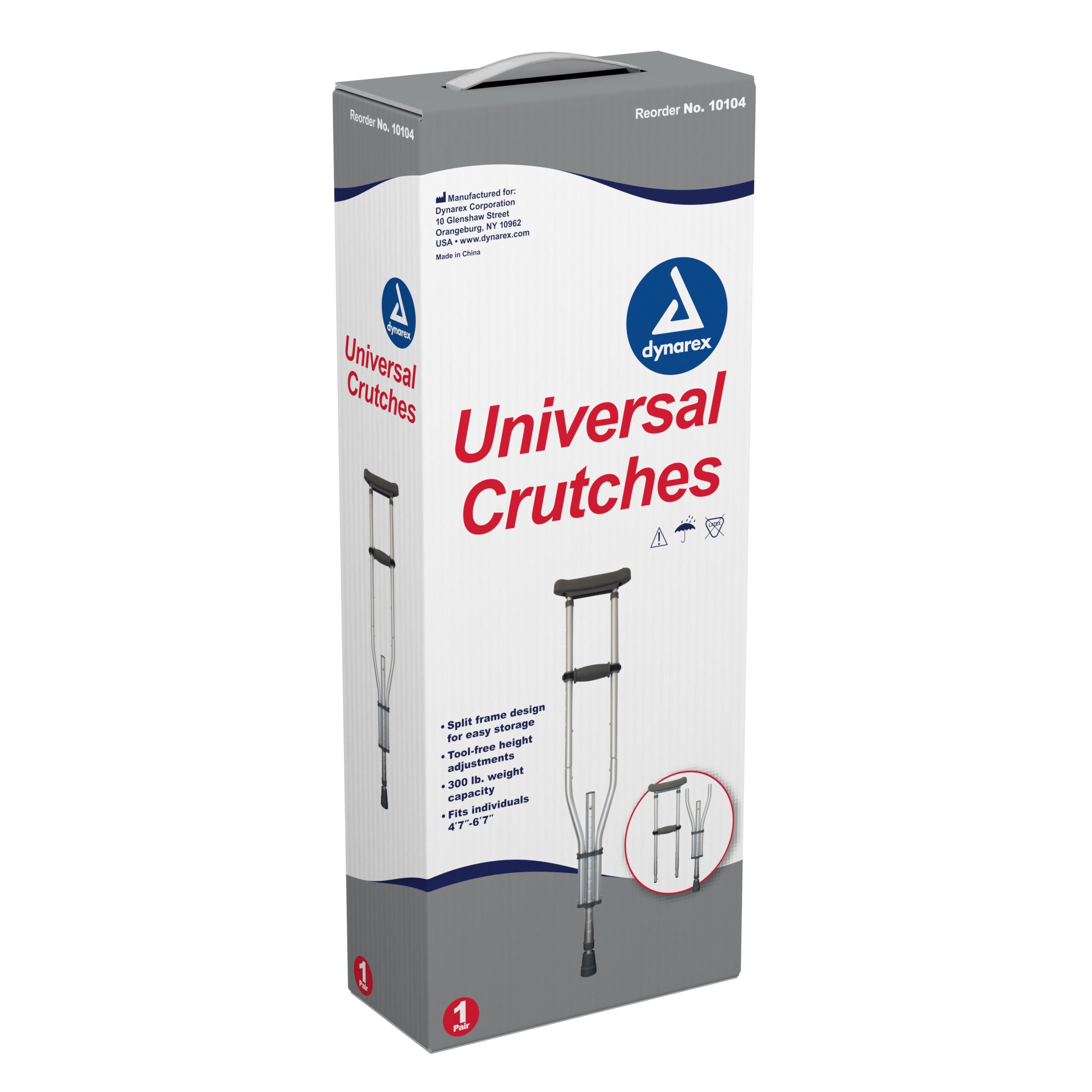 10104-universal_crutchespt03.jpg Dynarex 10104 Universal Crutches, 4'7" - 6'7", 1pair/cs