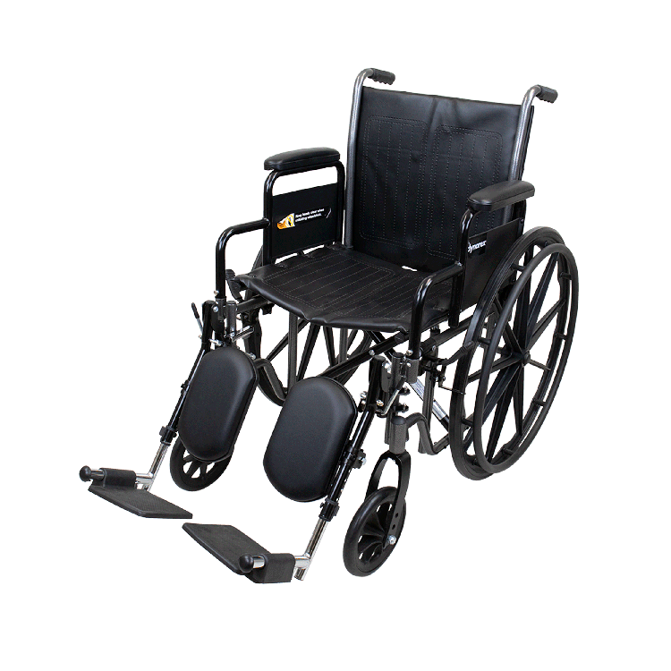Dynarex 10223 DynaRide S2 Wheelchair - 18" x 16" w/ Detach Desk Arm ELR, Silver Vein, 1pc/cs