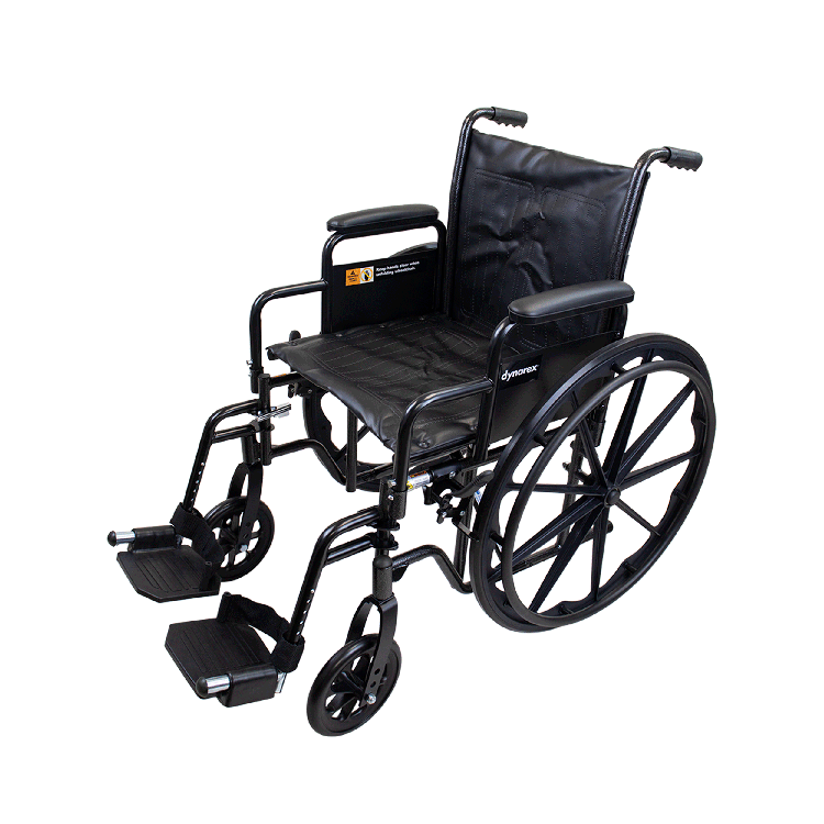 Dynarex 10226 DynaRide S2 Wheelchair - 20" x 16" w/ Detach Desk Arm FR, Silver Vein, 1pc/cs