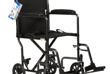 Dynarex 10242 DynaRide Transport Wheelchair - 17" x 16" w/ Fixed Full Arm, Steel, 1pc/cs