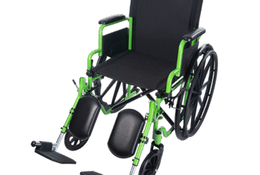 Dynarex 10284-ELR GreenLine Wheelchair 18"x16" with ELR, 250 lb Weight Capacity, 1pc/cs
