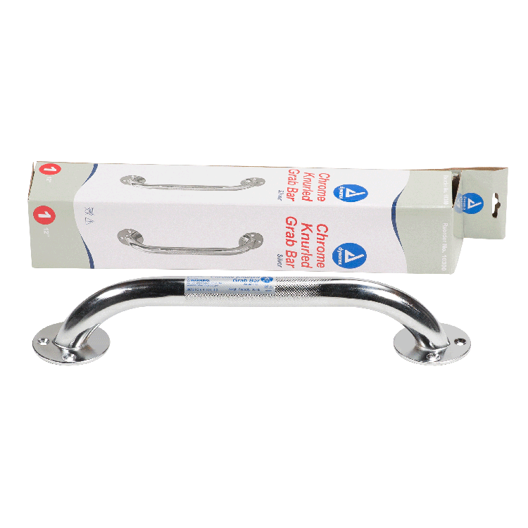 Dynarex 10300-3 Chrome Knurled Grab Bar, 12", Chrome, 1pc/bx,3bx/cs