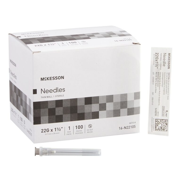 McKesson 486994 Hypodermic Needle – 22G, Luer Lock Hub – 100 per Box, 10 Boxes per Case